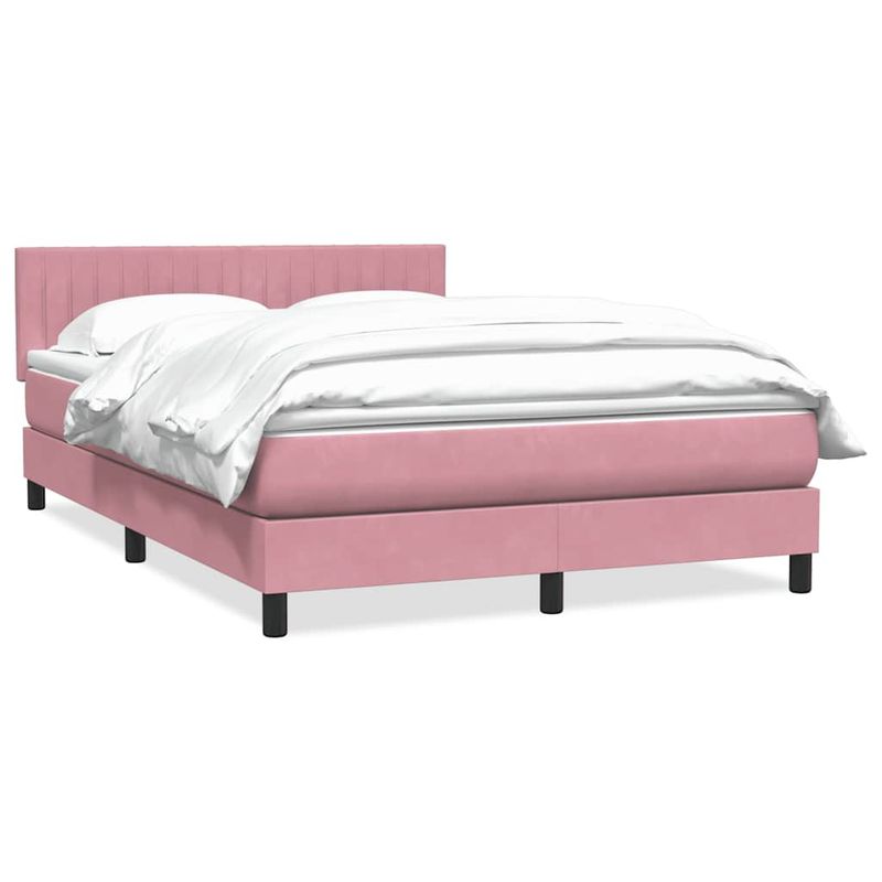 Casa si Gradina - Mobilier - Paturi si accesorii - Paturi - Pat box spring cu saltea, roz, 140x220 cm, catifea - Infinity.ro