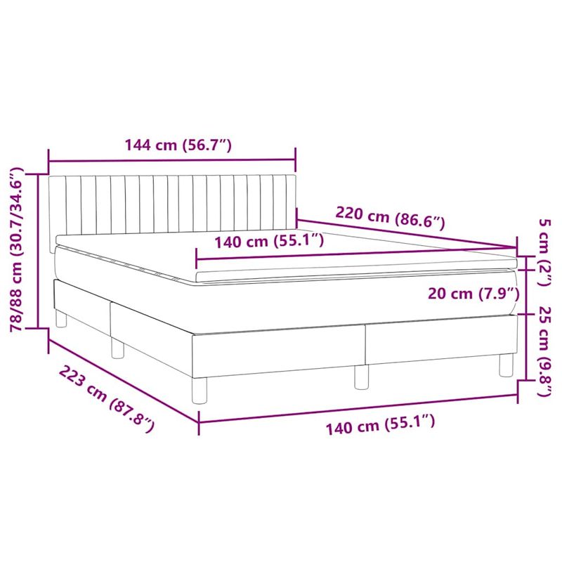 Casa si Gradina - Mobilier - Paturi si accesorii - Paturi - Pat box spring cu saltea, roz, 140x220 cm, catifea - Infinity.ro