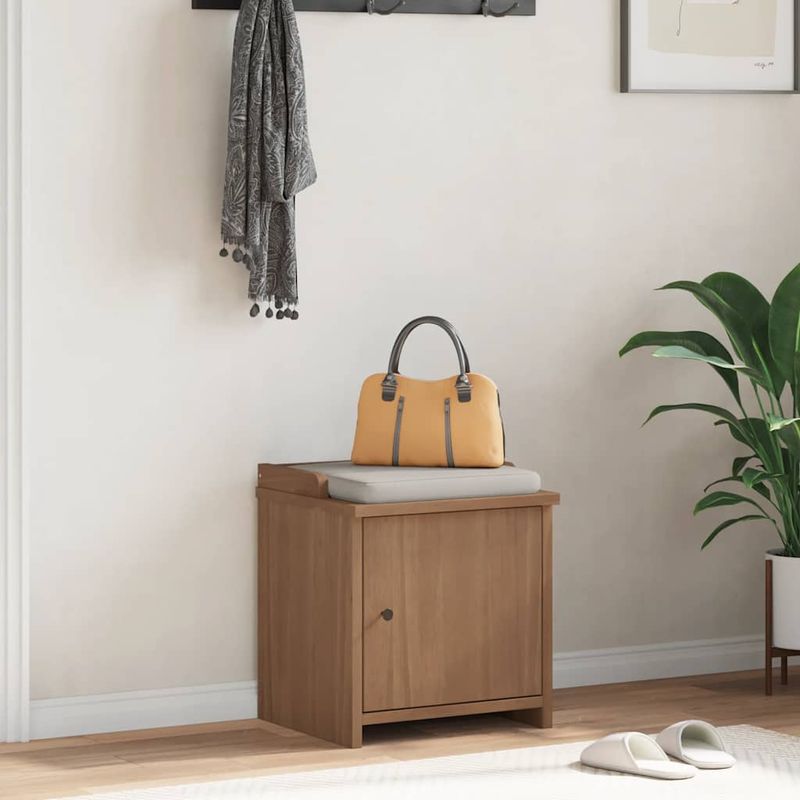 Casa si Gradina - Mobilier - Organizare si depozitare - Bancute - Banca pentru hol „SANDNES” 45 x 40 x 50 cm, din lemn masiv de pin - Infinity.ro