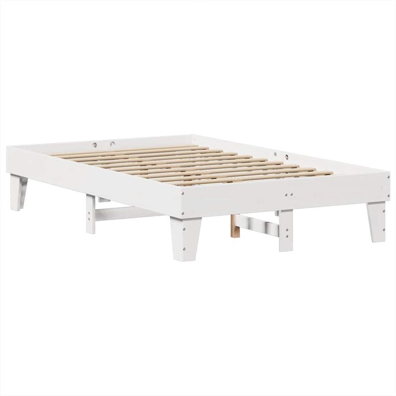 Casa si Gradina - Mobilier - Paturi si accesorii - Paturi - Pat cu biblioteca fara saltea, alb, 135x190 cm, lemn masiv pin - Infinity.ro