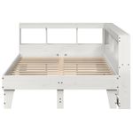 Casa si Gradina - Mobilier - Paturi si accesorii - Paturi - Pat cu biblioteca fara saltea, alb, 135x190 cm, lemn masiv pin - Infinity.ro
