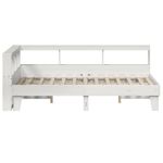 Casa si Gradina - Mobilier - Paturi si accesorii - Paturi - Pat cu biblioteca fara saltea, alb, 135x190 cm, lemn masiv pin - Infinity.ro