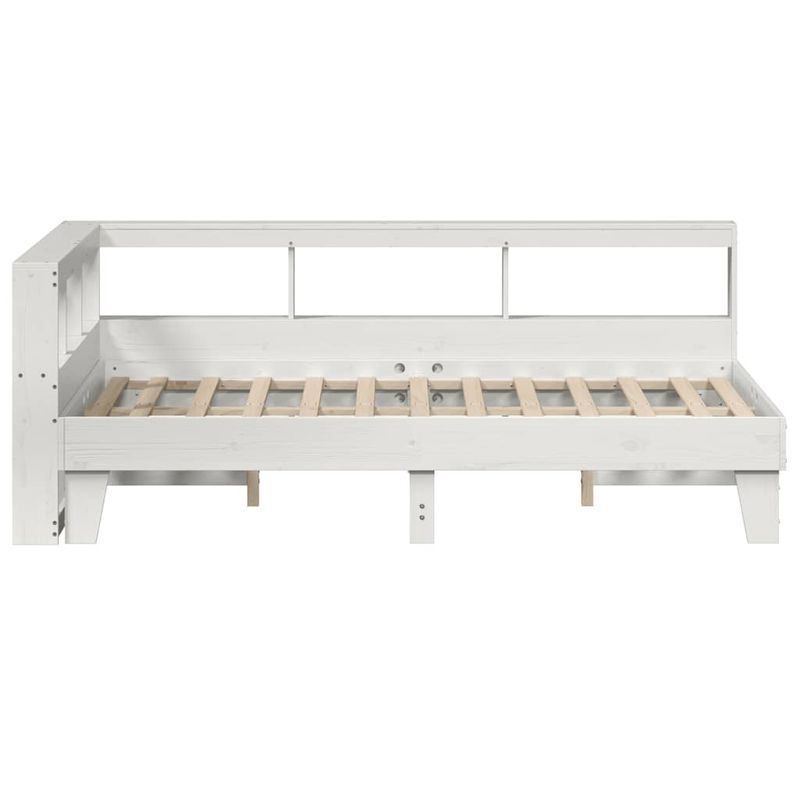 Casa si Gradina - Mobilier - Paturi si accesorii - Paturi - Pat cu biblioteca fara saltea, alb, 135x190 cm, lemn masiv pin - Infinity.ro