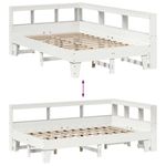 Casa si Gradina - Mobilier - Paturi si accesorii - Paturi - Pat cu biblioteca fara saltea, alb, 135x190 cm, lemn masiv pin - Infinity.ro
