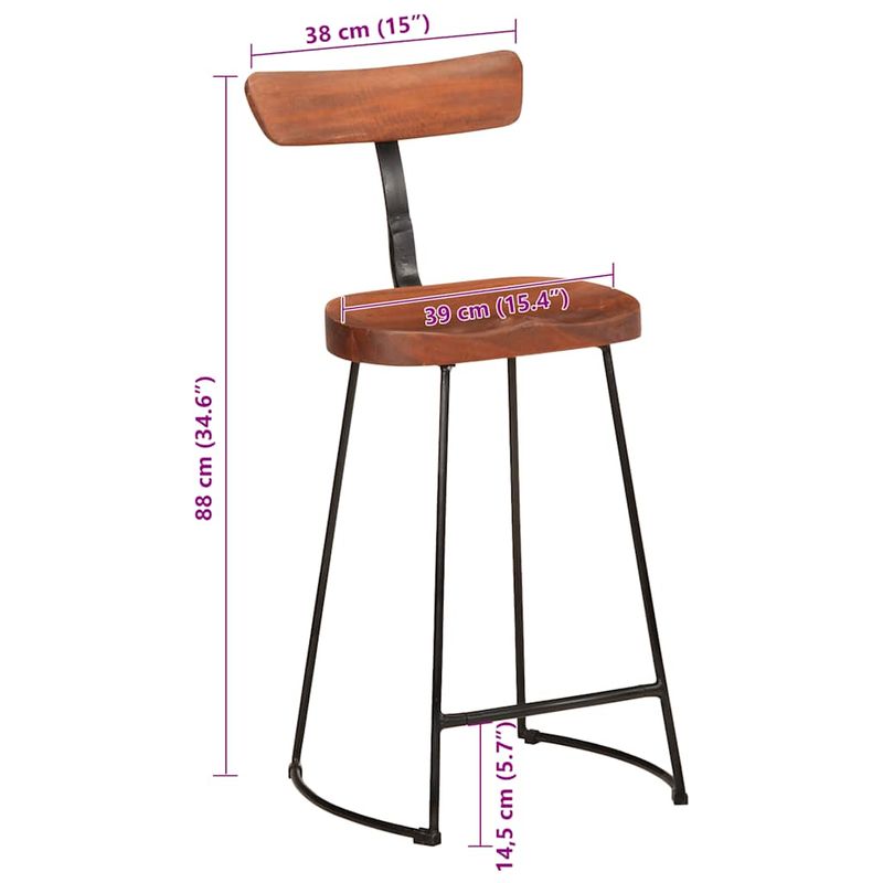 Casa si Gradina - Mobilier - Scaune si fotolii - Scaune - Scaune de bar 2 buc 49x43x88 cm lemn masiv de mango, maro închis și negru - Infinity.ro