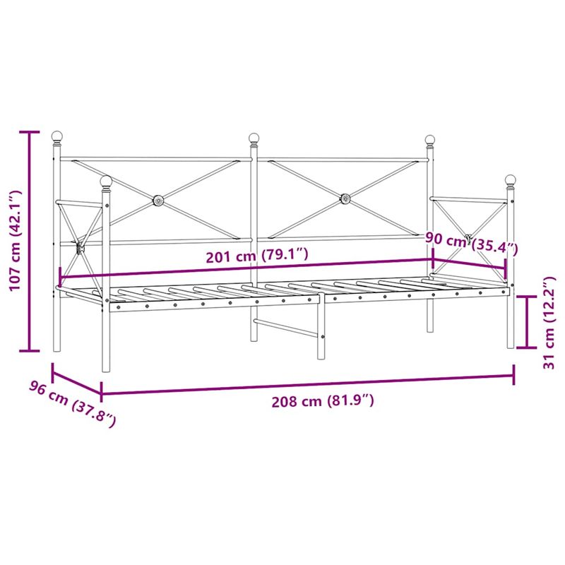 Casa si Gradina - Mobilier - Paturi si accesorii - Paturi - Pat de zi fara saltea Negru 90x200 cm Otel - Infinity.ro