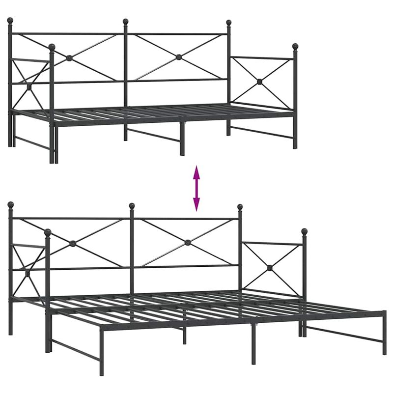 Casa si Gradina - Mobilier - Paturi si accesorii - Paturi - Pat de zi cu caut fara saltea Negru 100x200 cm Otel - Infinity.ro