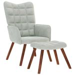 Casa si Gradina - Mobilier - Scaune si fotolii - Fotolii - Fotoliu de relaxare cu taburet, gri deschis, catifea - Infinity.ro