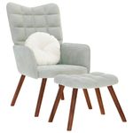 Casa si Gradina - Mobilier - Scaune si fotolii - Fotolii - Fotoliu de relaxare cu taburet, gri deschis, catifea - Infinity.ro