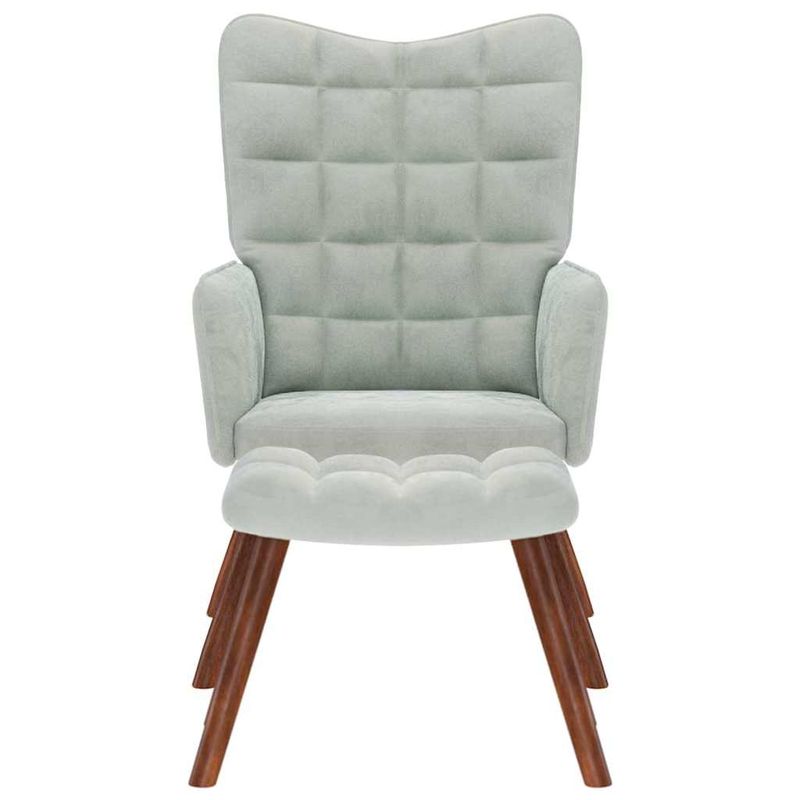 Casa si Gradina - Mobilier - Scaune si fotolii - Fotolii - Fotoliu de relaxare cu taburet, gri deschis, catifea - Infinity.ro
