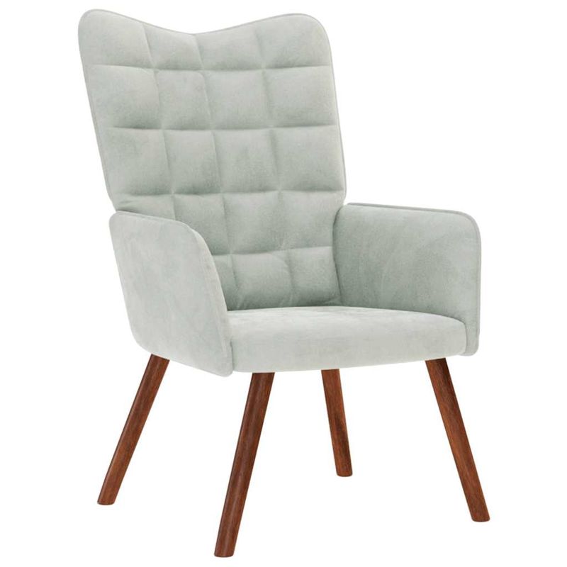 Casa si Gradina - Mobilier - Scaune si fotolii - Fotolii - Fotoliu de relaxare cu taburet, gri deschis, catifea - Infinity.ro