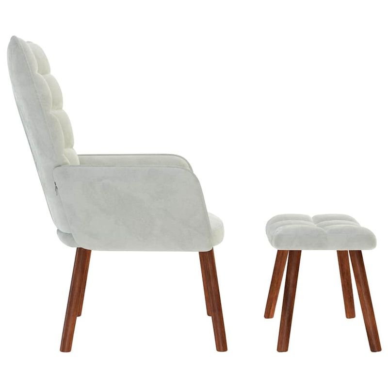 Casa si Gradina - Mobilier - Scaune si fotolii - Fotolii - Fotoliu de relaxare cu taburet, gri deschis, catifea - Infinity.ro