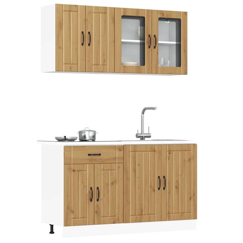 Casa si Gradina - Mobilier - Comode si corpuri - Corpuri bucatarie - Set dulap de bucatarie 4 piese „Kalmar” stejar artizanal lemn - Infinity.ro