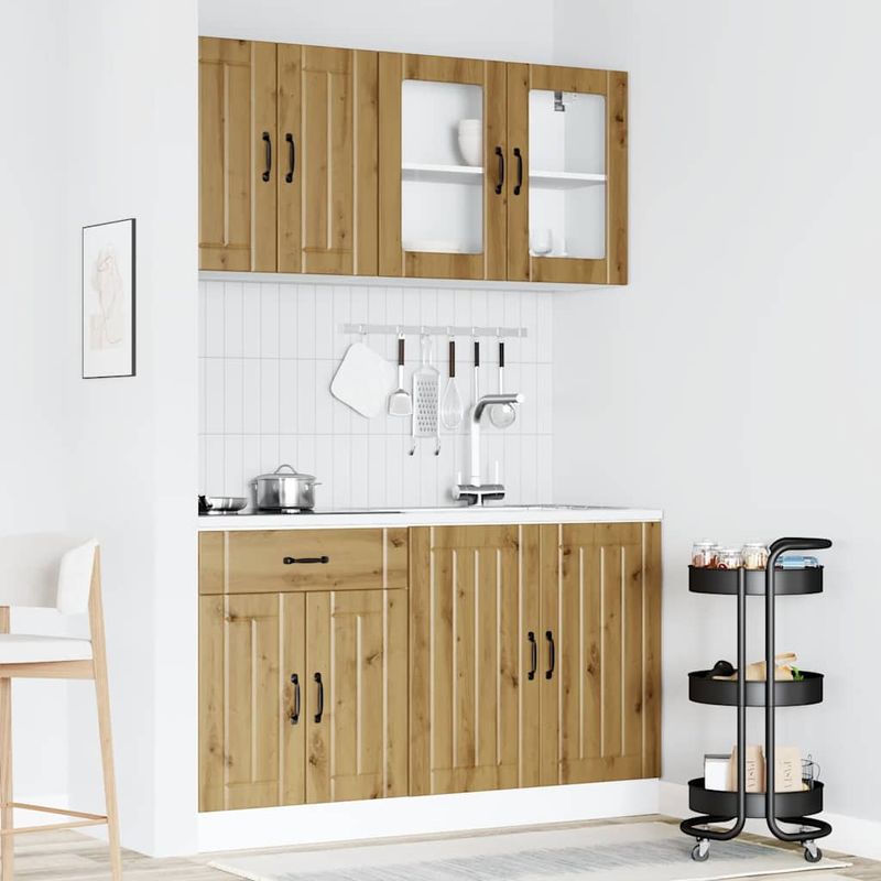 Casa si Gradina - Mobilier - Comode si corpuri - Corpuri bucatarie - Set dulap de bucatarie 4 piese „Kalmar” stejar artizanal lemn - Infinity.ro