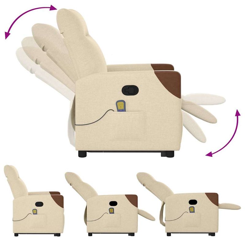 Ingrijire personala si Cosmetice - Sanatate si wellness - Articole wellness - Fotolii de masaj - Fotoliu masaj rabatabil cu ridicare, crem, material textil - Infinity.ro