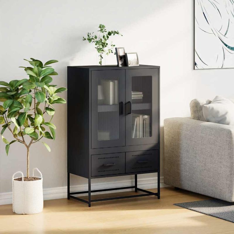 Casa si Gradina - Mobilier - Comode si corpuri - Corpuri bucatarie - Dulap inalt, negru, 68x39x111,5 cm, otel - Infinity.ro