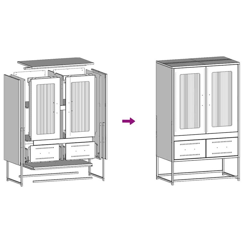Casa si Gradina - Mobilier - Comode si corpuri - Corpuri bucatarie - Dulap inalt, negru, 68x39x111,5 cm, otel - Infinity.ro