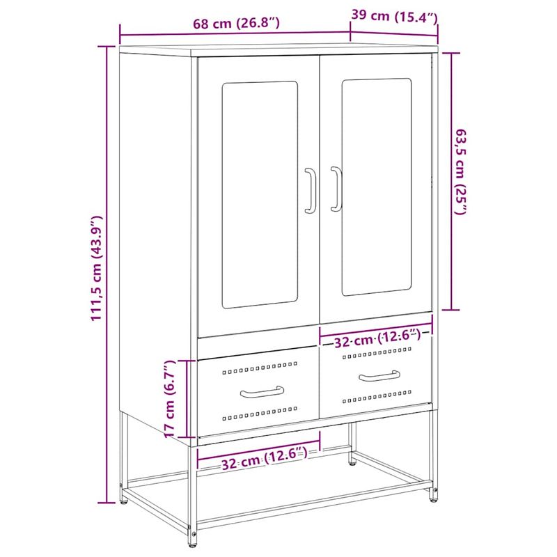 Casa si Gradina - Mobilier - Comode si corpuri - Corpuri bucatarie - Dulap inalt, negru, 68x39x111,5 cm, otel - Infinity.ro