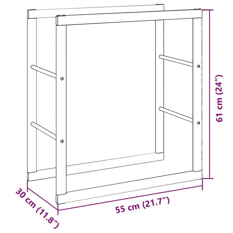 Casa si Gradina - Termice - Sobe, Seminee si accesorii - Accesorii seminee si sobe - Rastel pentru lemne de foc, negru, 55x30x61 cm, otel - Infinity.ro