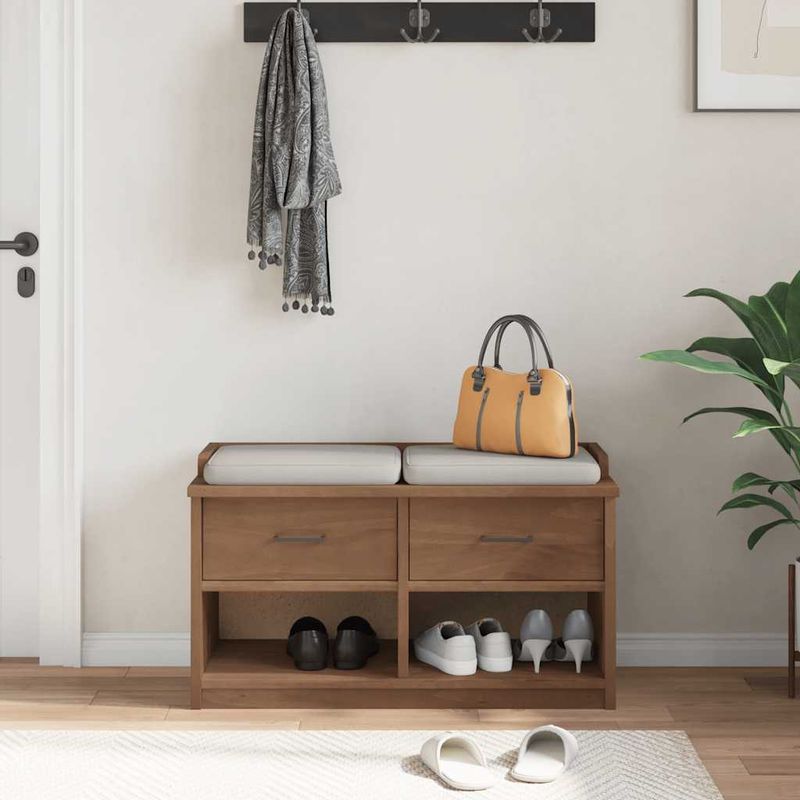 Casa si Gradina - Mobilier - Organizare si depozitare - Bancute - Banca pentru hol, „SANDNES” 87x40x50 cm din lemn masiv de pin - Infinity.ro