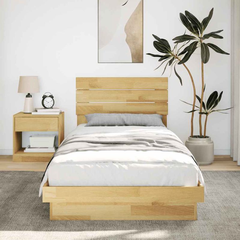 Casa si Gradina - Mobilier - Paturi si accesorii - Paturi - Cadru de pat cu tablie fara saltea 80x200 cm lemn masiv stejar - Infinity.ro