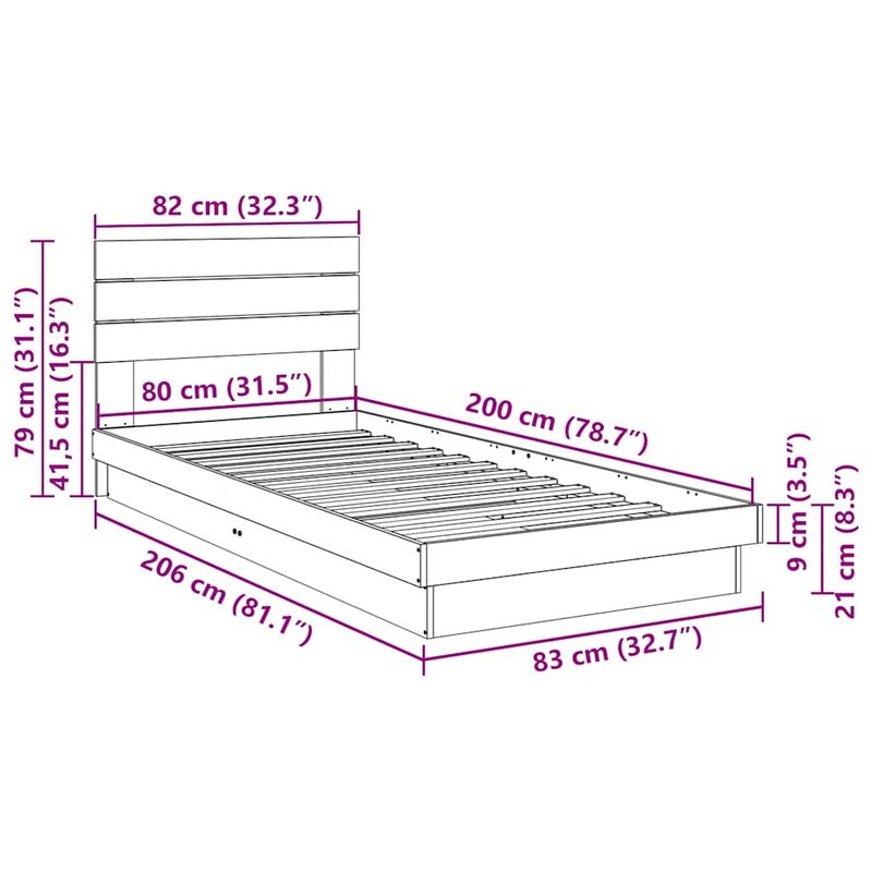 Casa si Gradina - Mobilier - Paturi si accesorii - Paturi - Cadru de pat cu tablie fara saltea 80x200 cm lemn masiv stejar - Infinity.ro