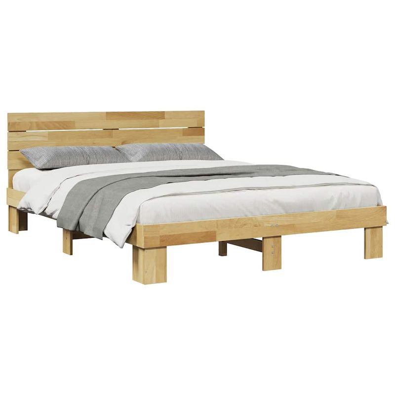 Casa si Gradina - Mobilier - Paturi si accesorii - Paturi - Cadru de pat cu tablie fara saltea 140x190 cm lemn masiv stejar - Infinity.ro