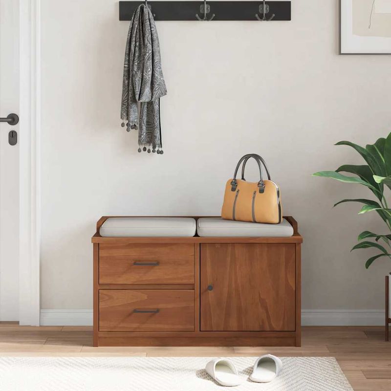 Casa si Gradina - Mobilier - Organizare si depozitare - Bancute - Banca pentru hol „SANDNES” 87x40x50 cm, din lemn masiv de pin - Infinity.ro