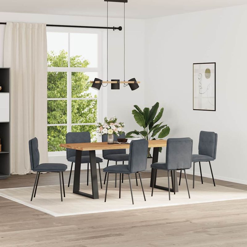 Casa si Gradina - Mobilier - Scaune si fotolii - Scaune - Scaune de bucatarie, 6 buc., gri inchis, catifea - Infinity.ro