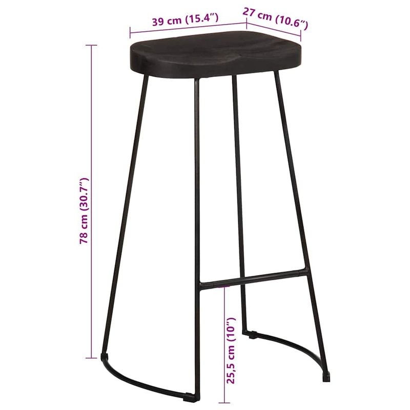 Casa si Gradina - Mobilier - Scaune si fotolii - Scaune - Scaune de bar 2 buc Negru 45x40x78 cm lemn masiv de mango - Infinity.ro