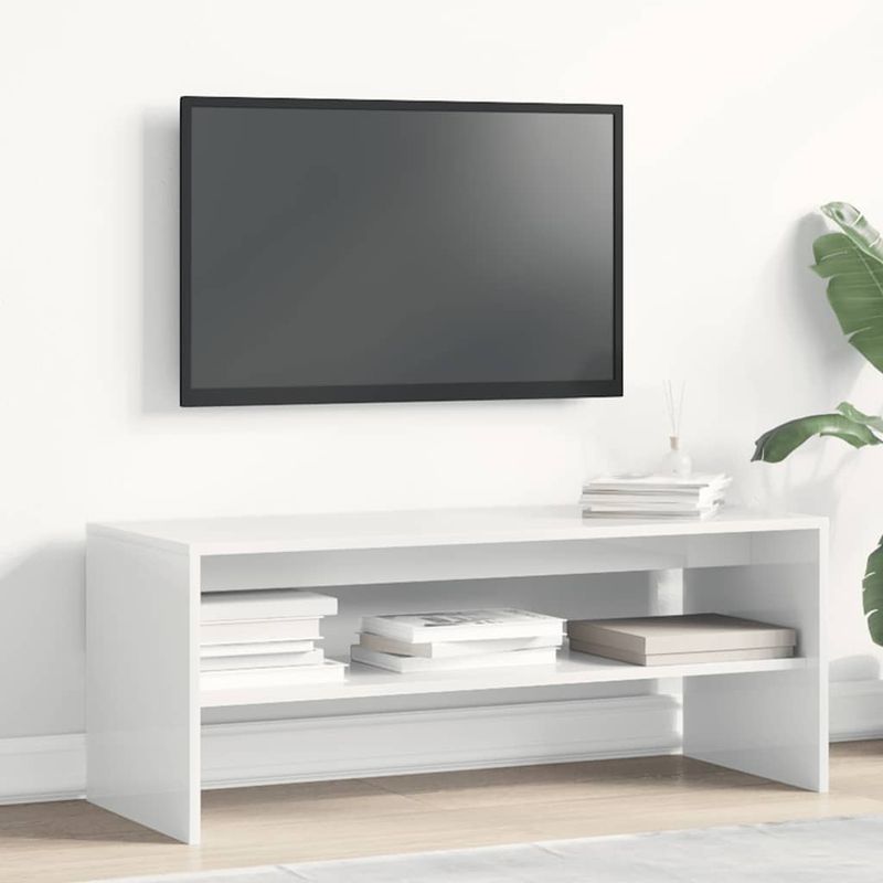 Casa si Gradina - Mobilier - Comode si corpuri - Comode - Comoda TV, alb lucios, 100 x 40 x 40 cm, PAL - Infinity.ro