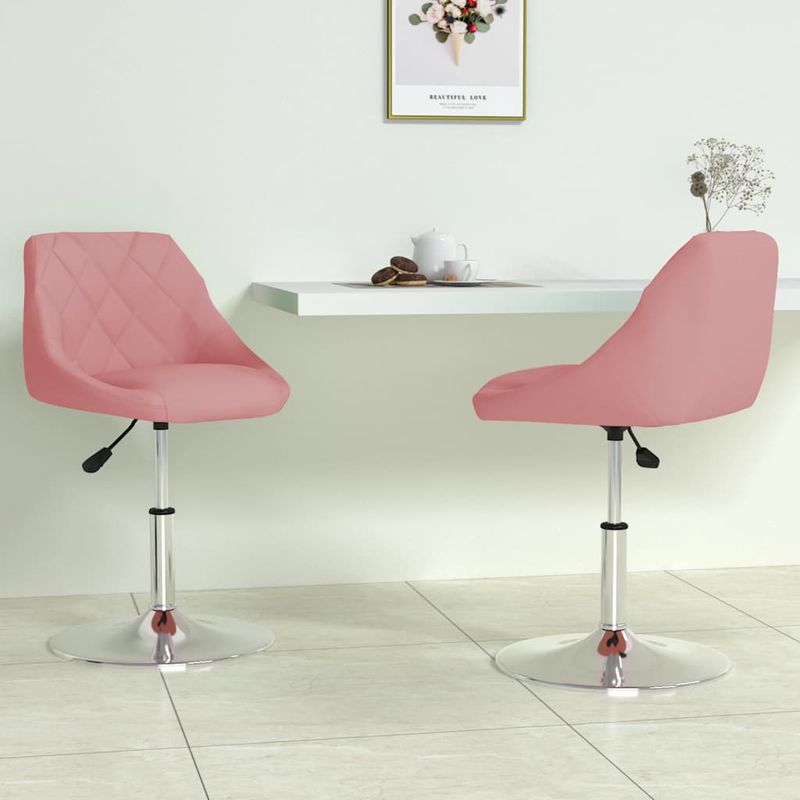 Casa si Gradina - Mobilier - Scaune si fotolii - Scaune - Scaune de bucatarie pivotante, 2 buc., roz, catifea - Infinity.ro