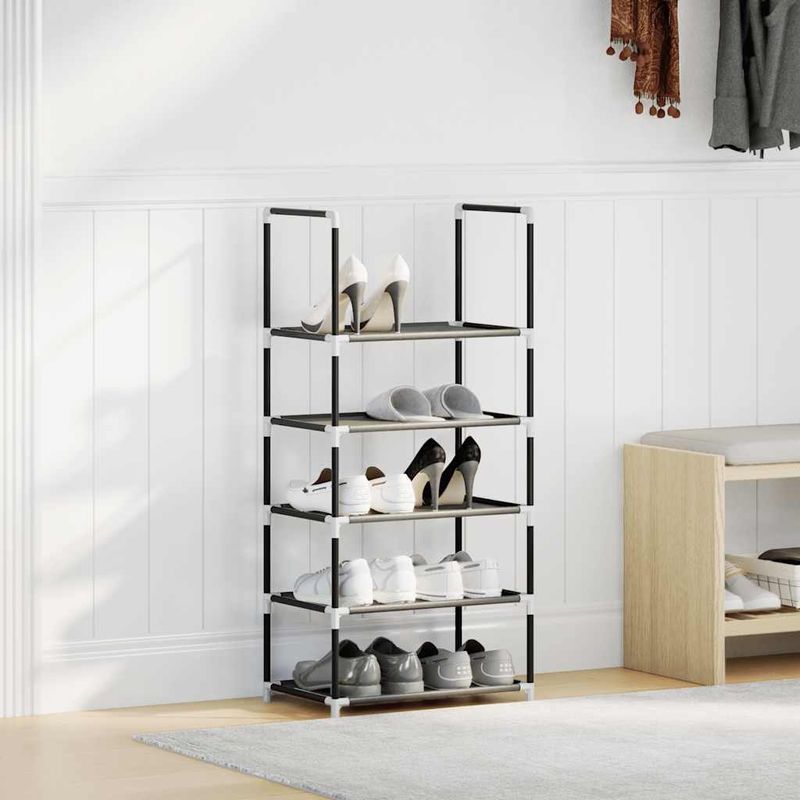 Casa si Gradina - Mobilier - Organizare si depozitare - Organizator incaltaminte - Suport pantofi 5 niveluri, negru, 44x28x94 cm, tesatura netesa - Infinity.ro