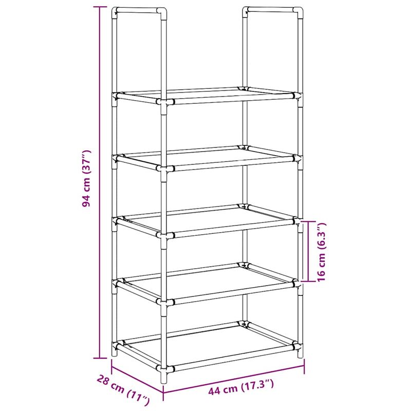 Casa si Gradina - Mobilier - Organizare si depozitare - Organizator incaltaminte - Suport pantofi 5 niveluri, negru, 44x28x94 cm, tesatura netesa - Infinity.ro