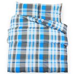 Casa si Gradina - Textile si covoare - Lenjerii de pat - Seturi de lenjerie - Set cu husa de pilota, albastru și gri, 135x200 cm, bumbac, cantitate în pachet: 2 - Infinity.ro