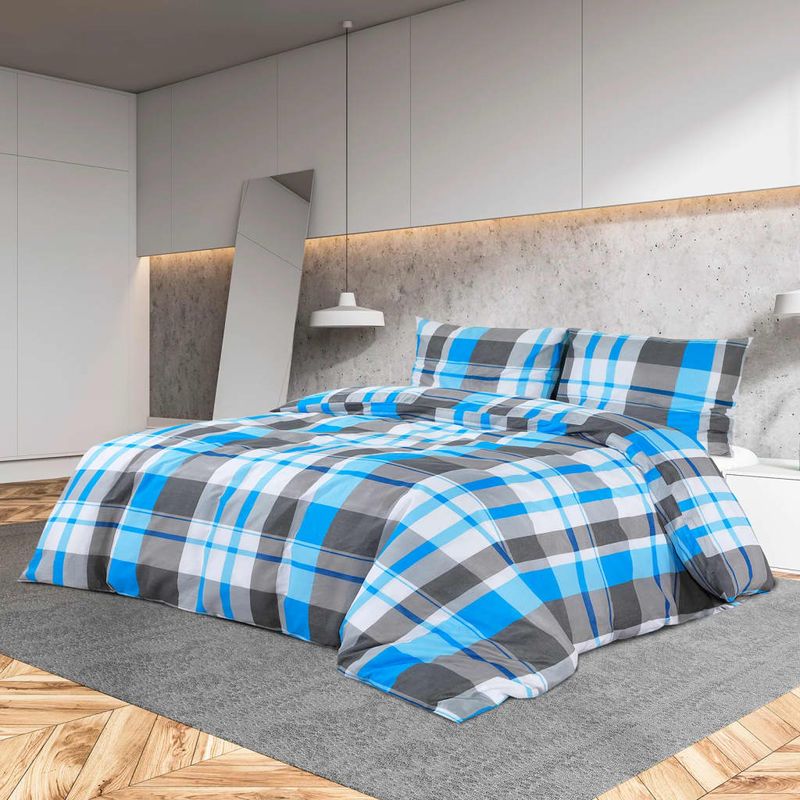 Casa si Gradina - Textile si covoare - Lenjerii de pat - Seturi de lenjerie - Set cu husa de pilota, albastru și gri, 135x200 cm, bumbac, cantitate în pachet: 2 - Infinity.ro
