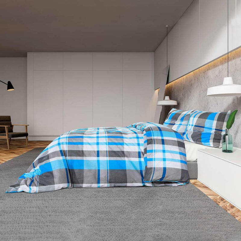 Casa si Gradina - Textile si covoare - Lenjerii de pat - Seturi de lenjerie - Set cu husa de pilota, albastru și gri, 135x200 cm, bumbac, cantitate în pachet: 2 - Infinity.ro