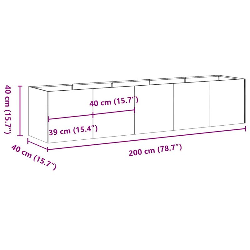 Casa si Gradina - Gradinarit si plante - Plante si ghivece - Ghivece si suporturi - Jardiniera Antracit 200x40x40 cm Otel laminat la rece - Infinity.ro