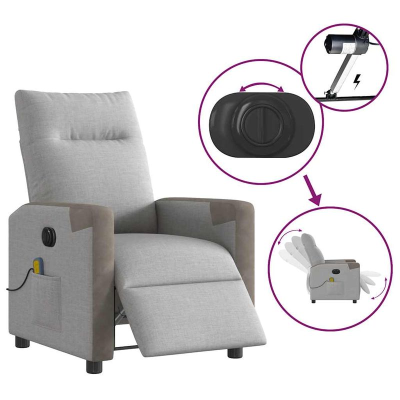 Ingrijire personala si Cosmetice - Sanatate si wellness - Articole wellness - Fotolii de masaj - Fotoliu reclinabil electric pentru masaj Cloud Grey Fabric - Infinity.ro