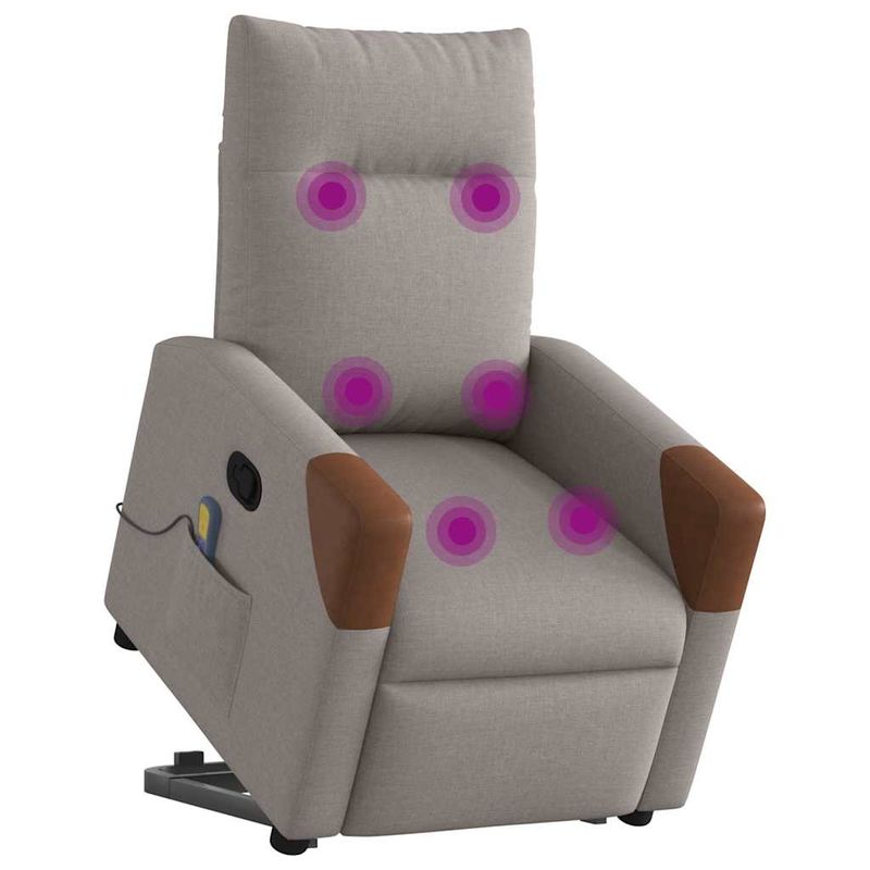 Ingrijire personala si Cosmetice - Sanatate si wellness - Articole wellness - Fotolii de masaj - Fotoliu rabatabil de masaj cu ridicare, gri taupe, textil - Infinity.ro
