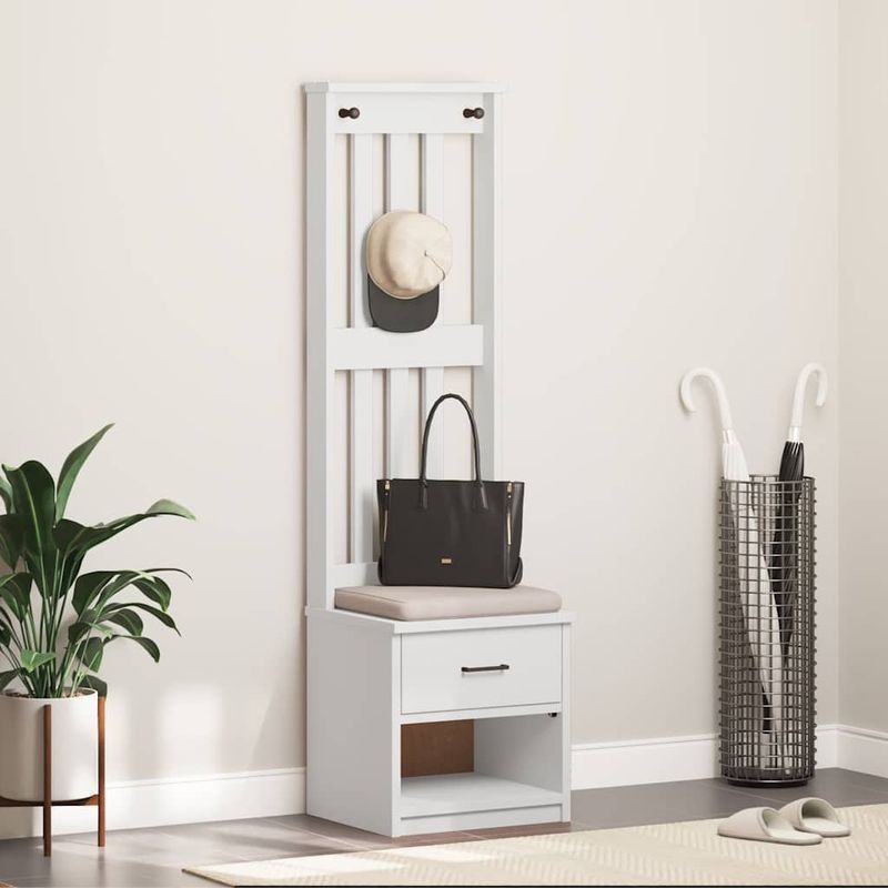 Casa si Gradina - Mobilier - Organizare si depozitare - Bancute - Arborele „SANDENS” alb 45x40x159,5 cm lemn masiv de pin - Infinity.ro