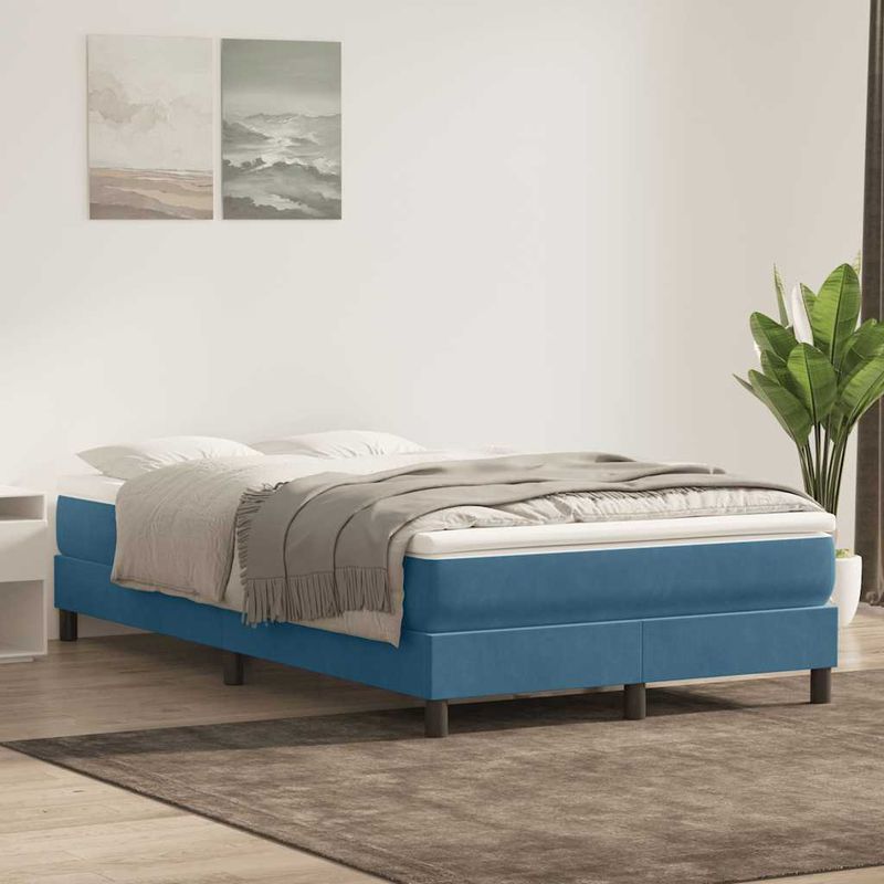 Casa si Gradina - Mobilier - Paturi si accesorii - Paturi - Pat cu arcuri fara saltea Albastru inchis 120x210 cm catifea - Infinity.ro