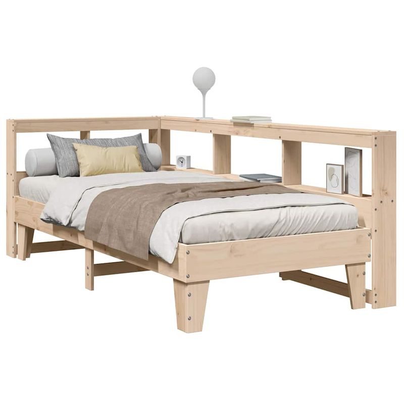 Casa si Gradina - Mobilier - Paturi si accesorii - Paturi - Pat cu biblioteca fara saltea, 75x190 cm, lemn masiv de pin - Infinity.ro