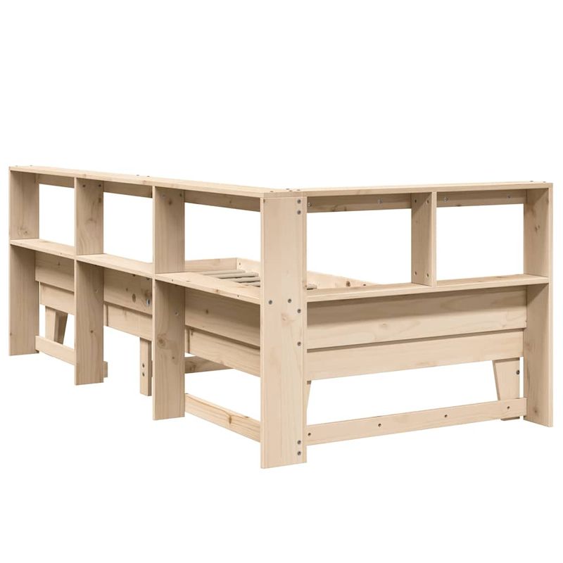 Casa si Gradina - Mobilier - Paturi si accesorii - Paturi - Pat cu biblioteca fara saltea, 75x190 cm, lemn masiv de pin - Infinity.ro