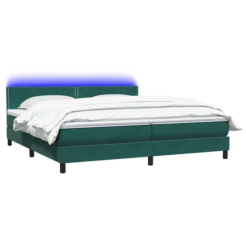 Casa si Gradina - Mobilier - Paturi si accesorii - Paturi - Pat box spring cu saltea, verde inchis, 180x220 cm, catifea - Infinity.ro