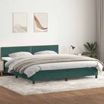 Casa si Gradina - Mobilier - Paturi si accesorii - Paturi - Pat box spring cu saltea, verde inchis, 180x220 cm, catifea - Infinity.ro