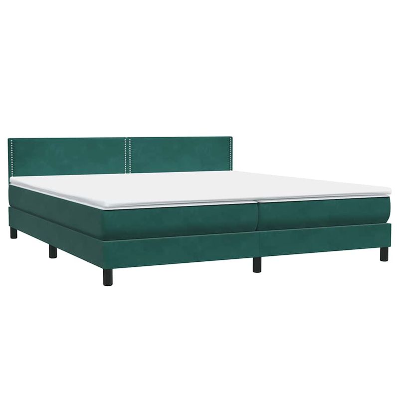 Casa si Gradina - Mobilier - Paturi si accesorii - Paturi - Pat box spring cu saltea, verde inchis, 180x220 cm, catifea - Infinity.ro
