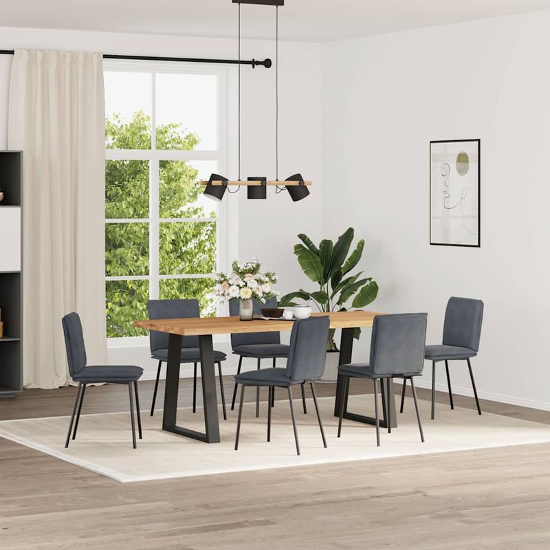Casa si Gradina - Mobilier - Scaune si fotolii - Scaune - Scaune de bucatarie, 6 buc., gri inchis, catifea - Infinity.ro