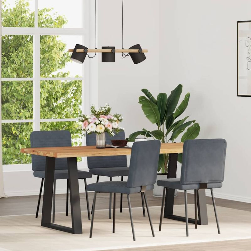 Casa si Gradina - Mobilier - Scaune si fotolii - Scaune - Scaune de bucatarie, 4 buc., gri inchis, catifea - Infinity.ro