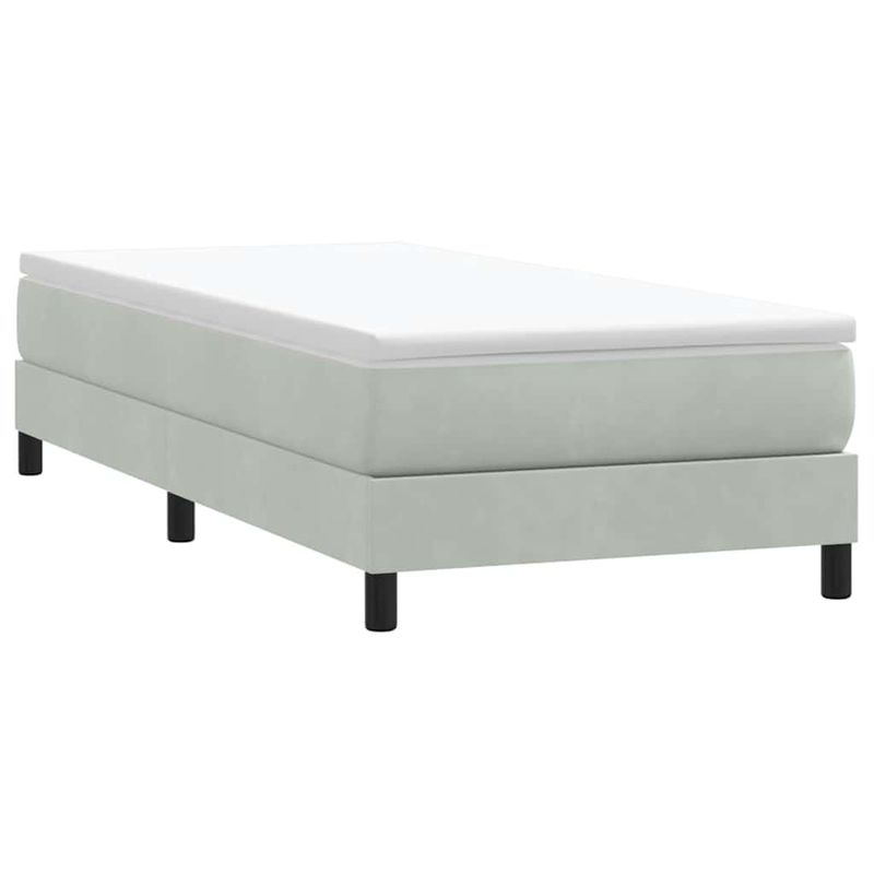 Casa si Gradina - Mobilier - Paturi si accesorii - Paturi - Pat cu arcuri fara saltea gri deschis 80x220 cm catifea - Infinity.ro